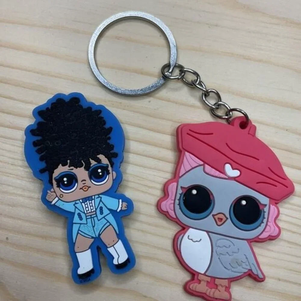 LOL Surprise Rubber LIL Miss Jive and Angel Wings Owl Keychain Charm